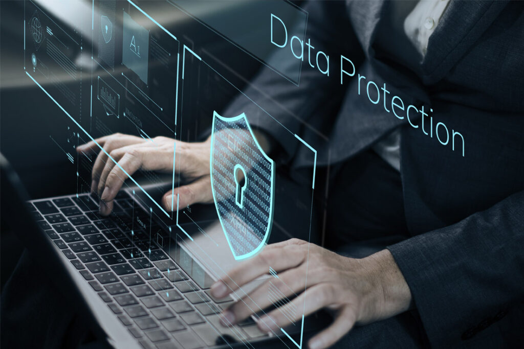 SOC 2 internal auditor reviewing cybersecurity and data security compliance procedures in a corporate environment