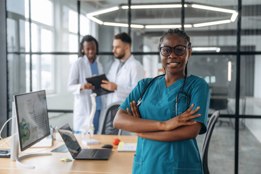Medical device quality auditor reviewing compliance and inspection procedures in a regulated manufacturing environment